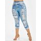 thumbnail image 4 of Plus 3D Tamaño Jean Imprimir flaco Capri Leggings Rosegal Leggings de talla grande, 4 of 5