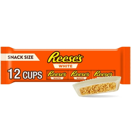 Reese's White Creme Snack Size Peanut Butter Cups Candy, Packs .55 oz, 12 Count