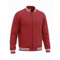thumbnail image 2 of CCRFTGI Men's Varsity Baseball Jacket Casual Letterman Bomber Jacket Windbreaker Lightweight Jacket Coat Red XL, 2 of 6