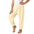 thumbnail image 2 of WAVSUF Girls Jogger Pants Straight Fit Elastic Waist Ice Silk Knitted Summer Daily Active Sweatpants Yellow Size 12, 2 of 6