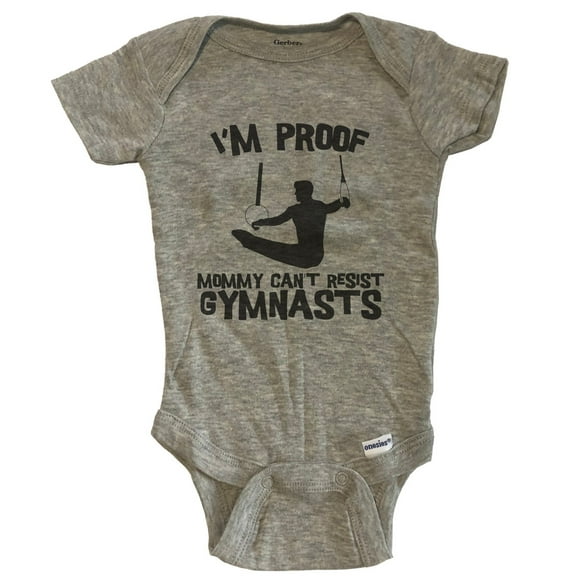 I'm Proof Mommy Can't Resist Gymnasts Funny Gymnastics Baby Bodysuit - Grey