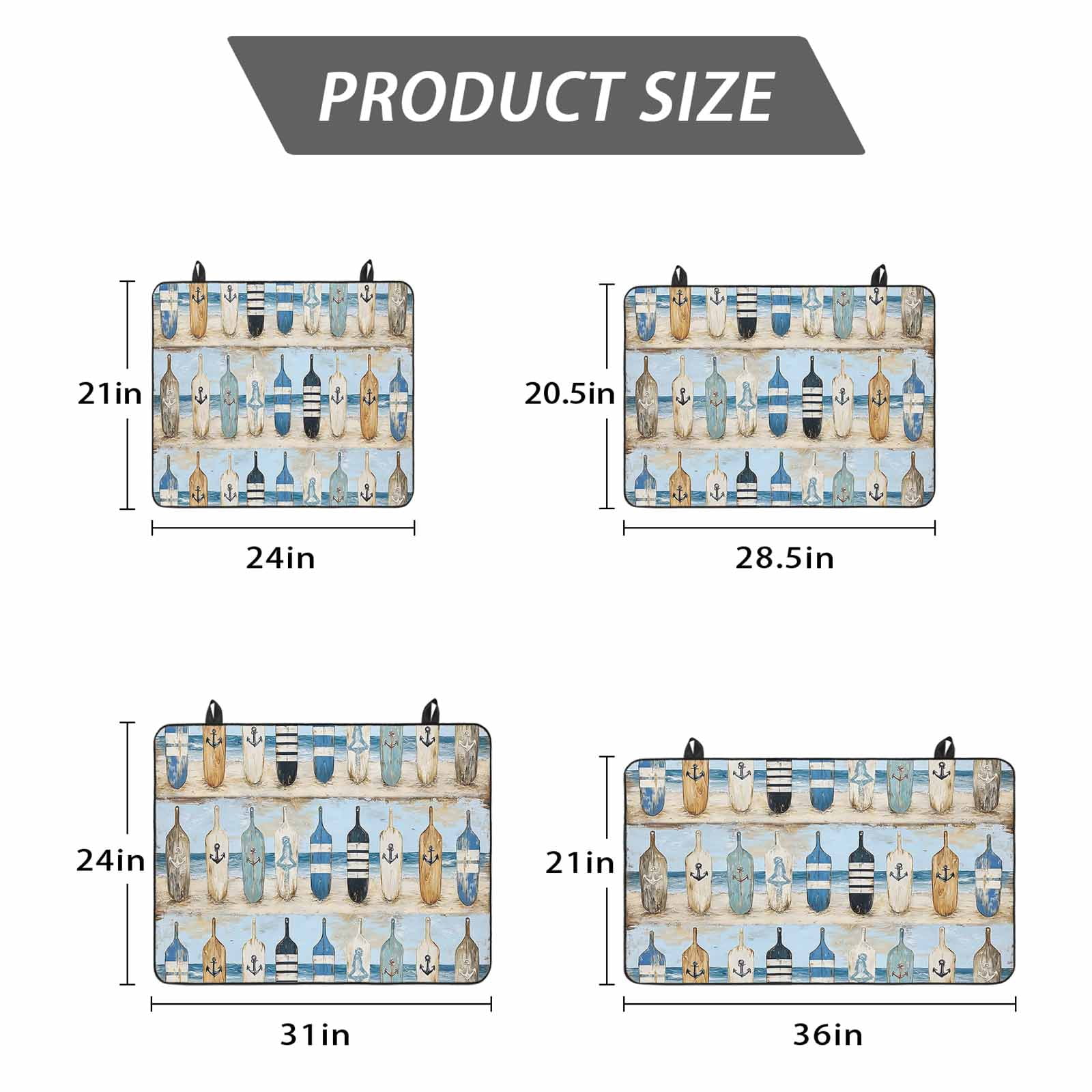 Blue Coastal Stove Top Cover for Electric Stove, Heat-proof & Non Slip Glass Top Stove Cover Protector, Ocean Nautical Anchor Wood Barn Beach Kitchen Flat Cooktop Rubber Mat 24x21 Inches