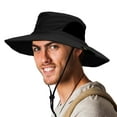 thumbnail image 2 of SUN CUBE Wide Brim Sun Hat Men Women, Mens Fishing Hats Sun UV Protection, Womens Hiking Bucket Hat, Outdoor Summer Safari Beach Boonie, Camping Unisex UPF 50+, Black, 2 of 7
