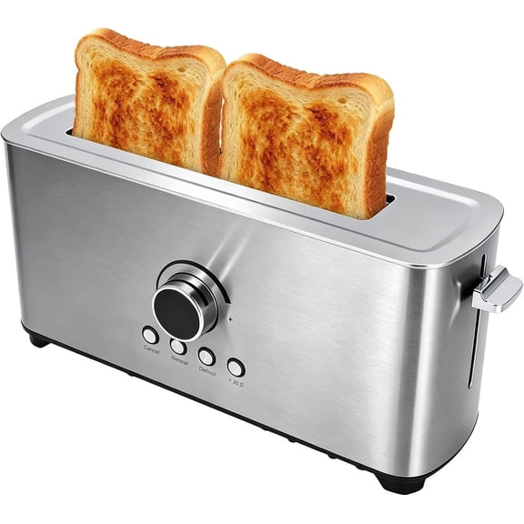 2 Slice Toaster, Long Slot Stainless Steel, 7 Browning Settings