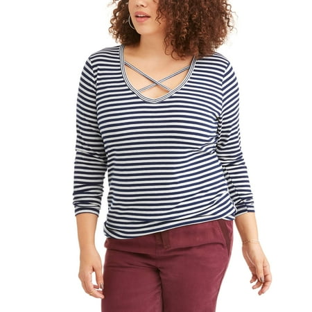Poof Junior Plus OPP Stripe Strappy Tee