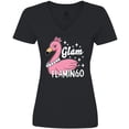 thumbnail image 3 of Inktastic Glam Pink Flamingo with Pearls Women's V-Neck T-Shirt, 3 of 5