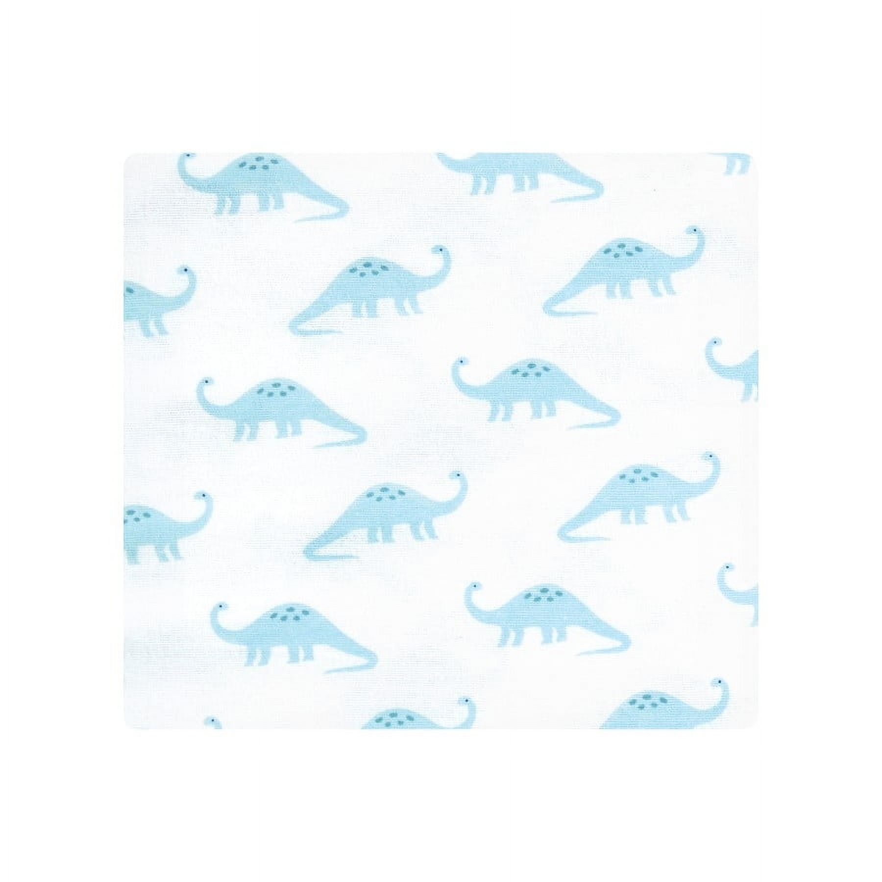 Hudson Baby Cotton Poly Flannel Receiving Blankets Bundle, Soft Teal Dino, One Size