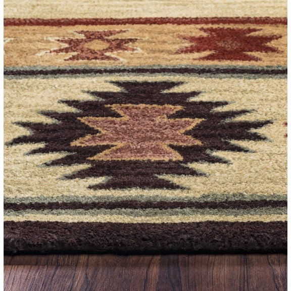 Alora Decor Ryder 3' x 5' Tribal Khaki/Brown/Burgundy/Sage Hand-Tufted Area Rug