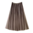 thumbnail image 2 of Angala Carnival Women's A Line Tulle Party Dinner Skirt Brown Stretchy High Waisted Flared Skirt Beautiful Stylish Women's Skirt, 2 of 3