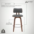 thumbnail image 5 of Pico 30" Swivel Walnut Wood Bar Stool in Gray Faux Leather with Chrome, 5 of 12