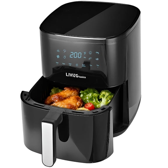Friteuse à Air Chaud de 6,9 Qt, Friteuse à Air Sans Huile de 1500 W avec 8 Préréglages, Commandes à Écran Tactile avec Minuterie et Température Réglable 175 °F-400 °F, Arrêt Automatique, Protection contre la Surchauffe et Panier Antiadhésif