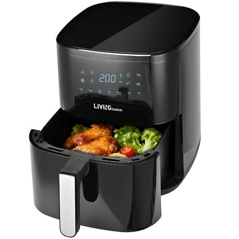 Friteuse à Air Chaud de 6,9 Qt, Friteuse à Air Sans Huile de 1500 W avec 8 Préréglages, Commandes à Écran Tactile avec Minuterie et Température Réglable 175 °F-400 °F, Arrêt Automatique, Protection contre la Surchauffe et Panier Antiadhésif