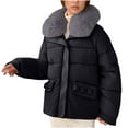 thumbnail image 5 of Women's Winter Coat Hooded Jacket Casual Solid Long SLeeve Fashion Loose Puffer Jackets, 5 of 6