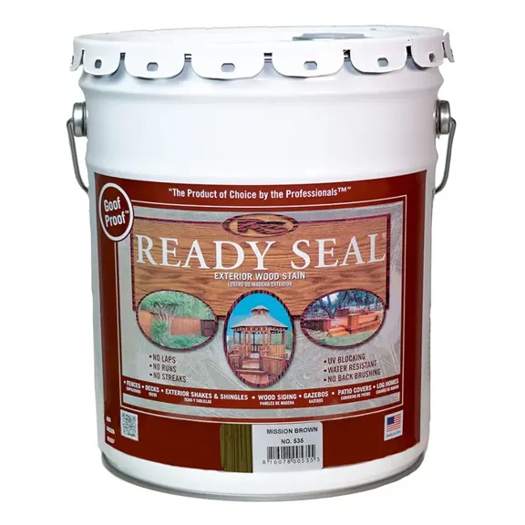 Ready Seal 535 Exterior Wood Stain, Flat, Mission Brown, Liquid, 5 gal