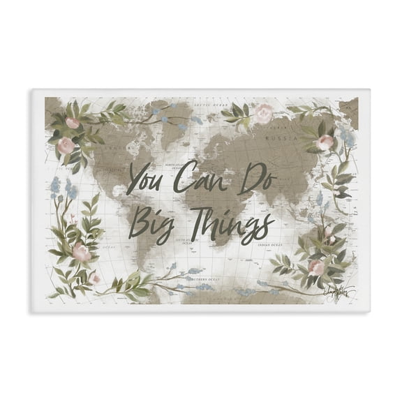 Stupell Industries French Country Inspirational Floral Map Canvas Art, 24 x 16, by Elizabeth Medley