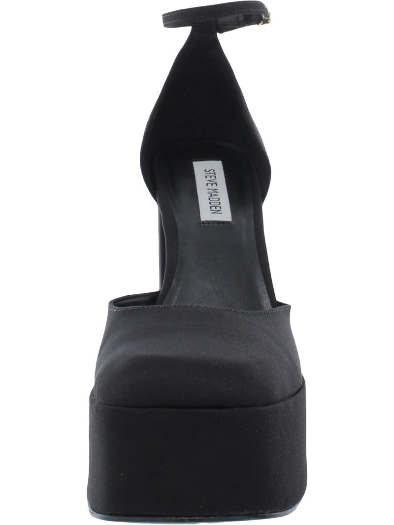 Steve Madden Agata Black Satin Ankle Strap Block Heel  display picture 1