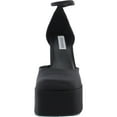 thumbnail image 5 of Steve Madden Agata Black Satin Ankle Strap Block Heel Rounded Toe Fashion Pumps (Black Satin, 7), 5 of 5