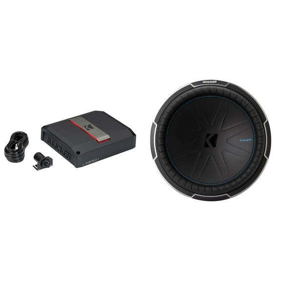 Kicker LX1650.1, 15" CompQ 2 Ohm,  Subwoofer & 1650w Mono Class-D Amp Bundle  (51LX16501)(51CWQ152)