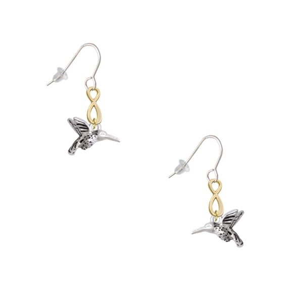 Delight Jewelry Silvertone Small 3-D Hummingbird Gold Tone Infinity French Earrings