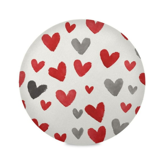 Round Placemat Heat Resistant & Wrinkle-Free Dining Table Decor Placemat For Home & Weddings Red & Gray