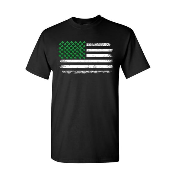 Tee Hunt Shamrock American Flag T-Shirt St Patricks Day Paddy Irish Men's Novelty Shirt