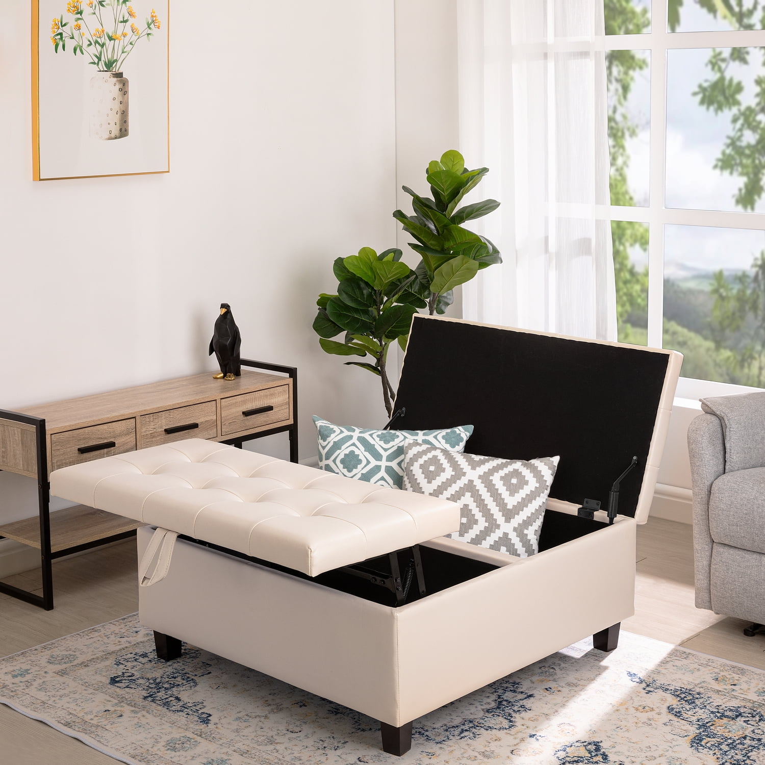 Lift top cheap storage ottoman