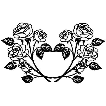RETON 2Pcs Rose Wall Decor Black Metal Art - Iron Rose Wall Decorations Flower Sculpture Art Metal for Living Room Bathroom