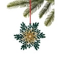 thumbnail image 1 of Holiday Lane Ornement Flocon de Neige Floqué et Scintillant, Vert/or, 1 of 1