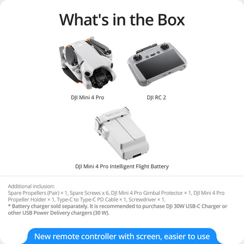 DJI Mini 4 Pro Drone with RC 2 Controller Accessory Bundle