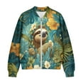 thumbnail image 4 of DISNIMO Sloth Floral Printed Women Sweatshirts No Hood Jackets Long Sleeve Outwear Zip Up Sweatshirts for Fall Winter, 3XL, 4 of 7