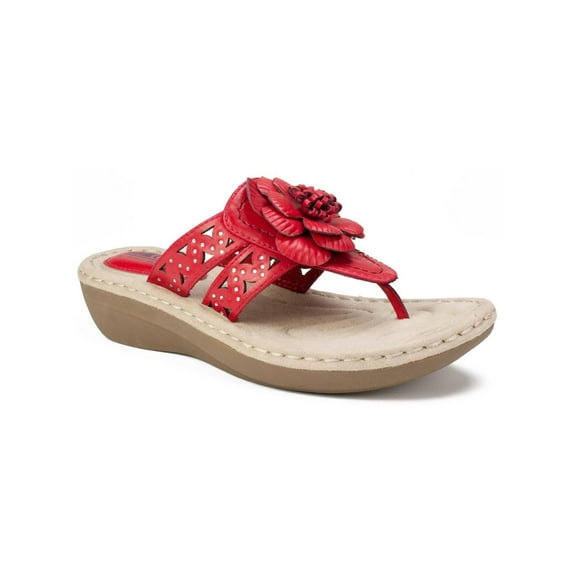 Cliffs by White Mountain Womens Cynthia Faux Leather Laser Cut Thong Sandals