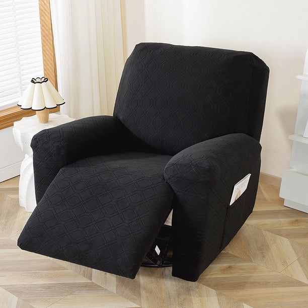Nvzi Couch Cover Stretch Sofa Covers Jacquard Geometry Reclining Chair Cover for Living Room Sofa Easy Fit Washable Furniture Sofa Protector 1 seat (Black)