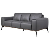 Hawthorne Collections 19.7" Modern Top Grain Leather Sofa in Gray