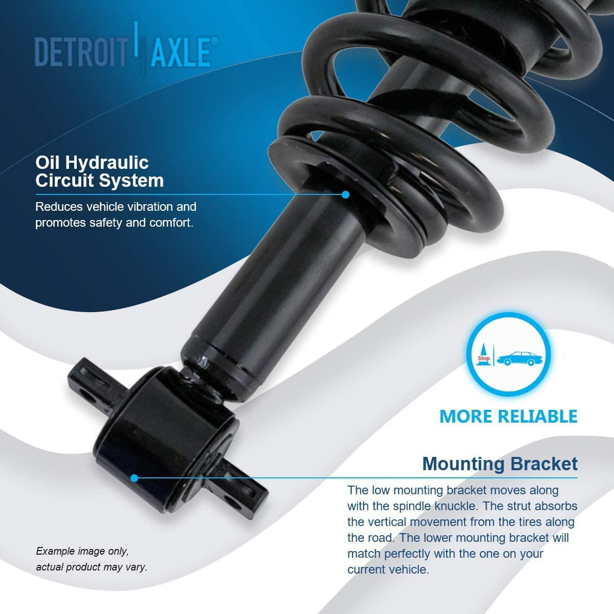 Detroit Axle - Front Struts for 4WD 2014-2018 Chevy GMC Silverado Sierra 1500 [w/o Magnetic Ride Control] Complete 2 Struts with Coil Spring 2015 2016 2017 Replacement Ready Struts Assembly