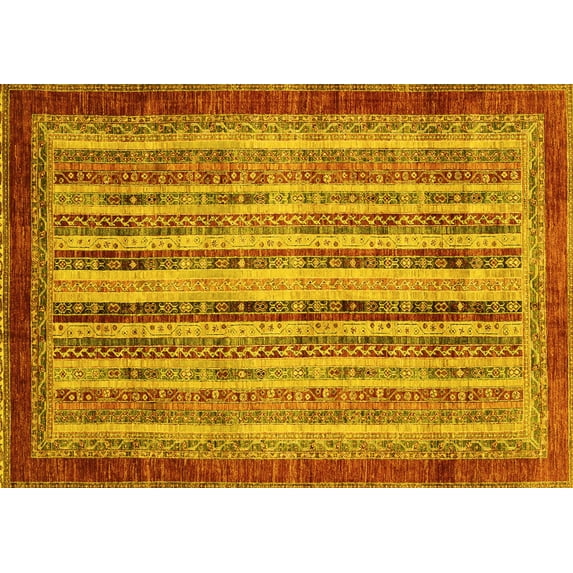 Ahgly Company Indoor Rectangle Abstract Yellow Modern Area Rugs, 7' x 10'