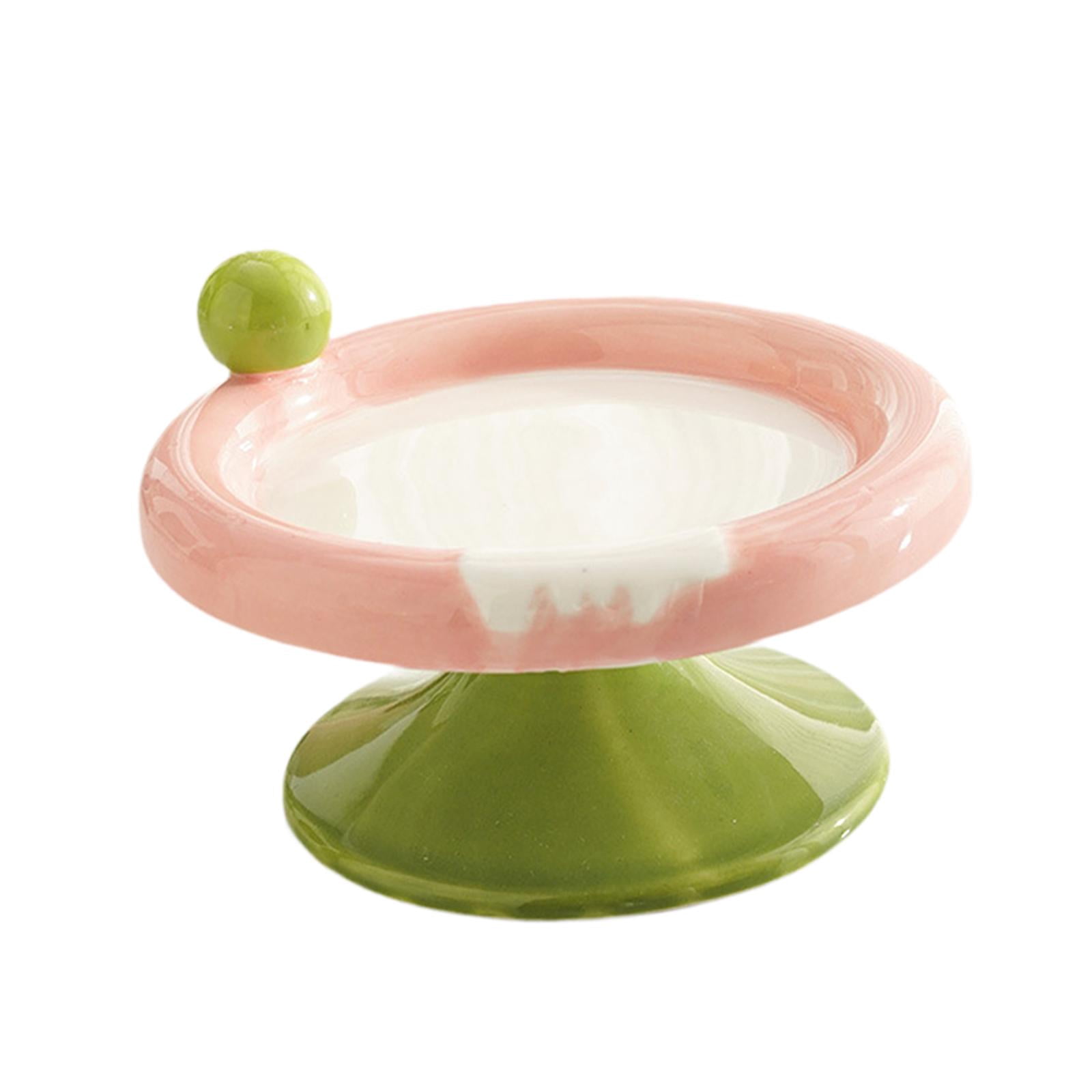 Serenable Ceramic Raised Cat Bowl Elevated Food Water Bowl small red green