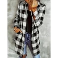 thumbnail image 2 of ZOELNIC Womens Shacket Long Sleeve Collared Button Down Plaid Shirt Casual Work Tops, M, 2 of 6
