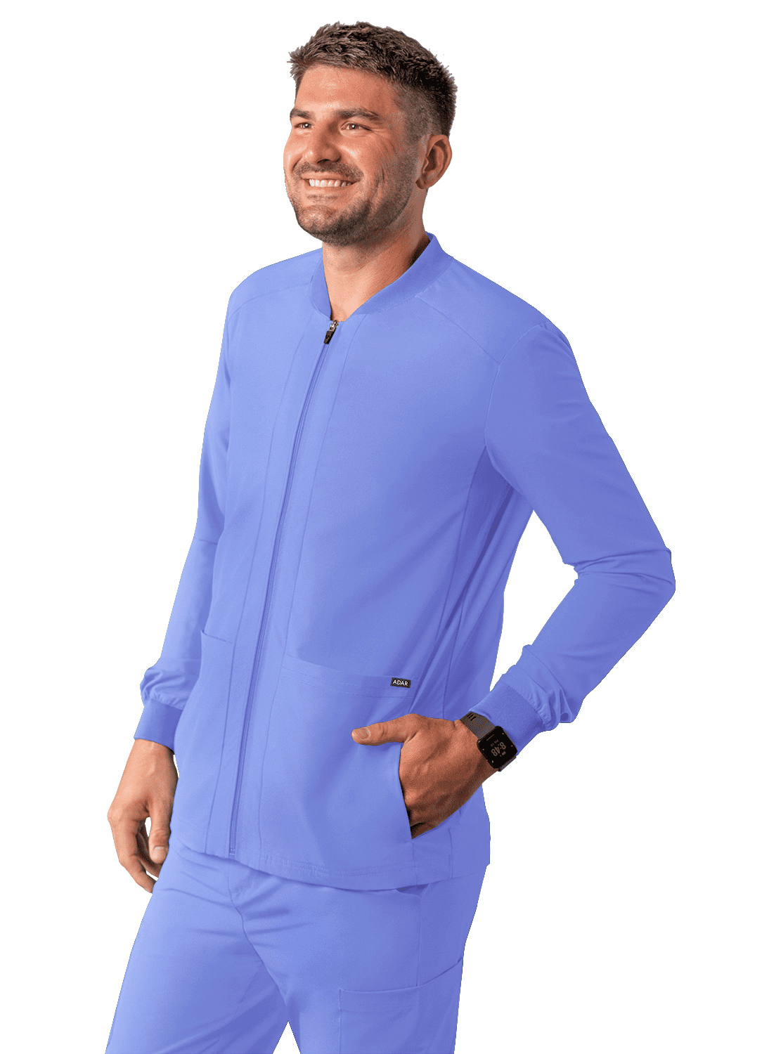 Adar Addition Scrubs For Men Zippered Bomber Scrub Jacket