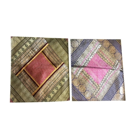 - Mogul Bohemian Decor Toss Pillow Shams Vintage Silk Sari Border Patchwork Cushion Covers