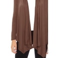thumbnail image 6 of Moa Collection Women's Long Sleeve Relaxed Loose Fit Draped Neck Open Front Waist Length Solid Cardigan, 6 of 6