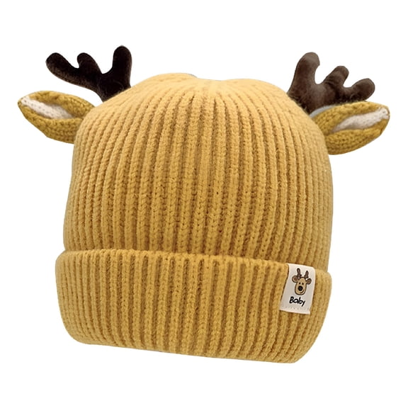 TELOLY Baby Beanie Baby Hat Newborn Infant Hat Knitted Hat Knit Beanie Skull Hat Wool Hat Yellow One Size