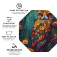 thumbnail image 3 of Yiaed Colorful Owl Forest Print Leather Coasters for Drinks - Cup Coasters Coffee Table Kitchen Table Bar, Home & Office Gifts Handmade Drink Coasters-Octagon, 3 of 6