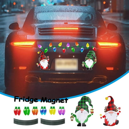 

TAGOLD Christmas decorations for Home Christmas Car Refrigerator Decoration - 12 Reflective Bulb Light Shaped Magnets 12 Magnetic Wire 2 Faceless Old Man Ornament Set