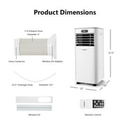 Costway 5000 BTU (8000BTU ASHRAE) Portable Air Conditioner with Remote Control 3-in-1 Air Cooler w/ Drying White