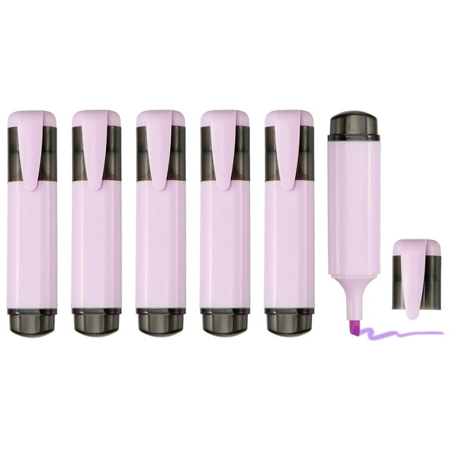 Uxcell Highlighter Pen, 6 Pack Water Based Broad Tip Writing Marker Pens Cute Pastel Colored Highlighter Studying Supplies for Office Home Daily Use, Purple