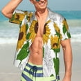 thumbnail image 7 of Kll Men'S Hawaiian Shirt Short Sleeve Button Down Beach Shirts-Plump Sunflower And Sketch, 7 of 7