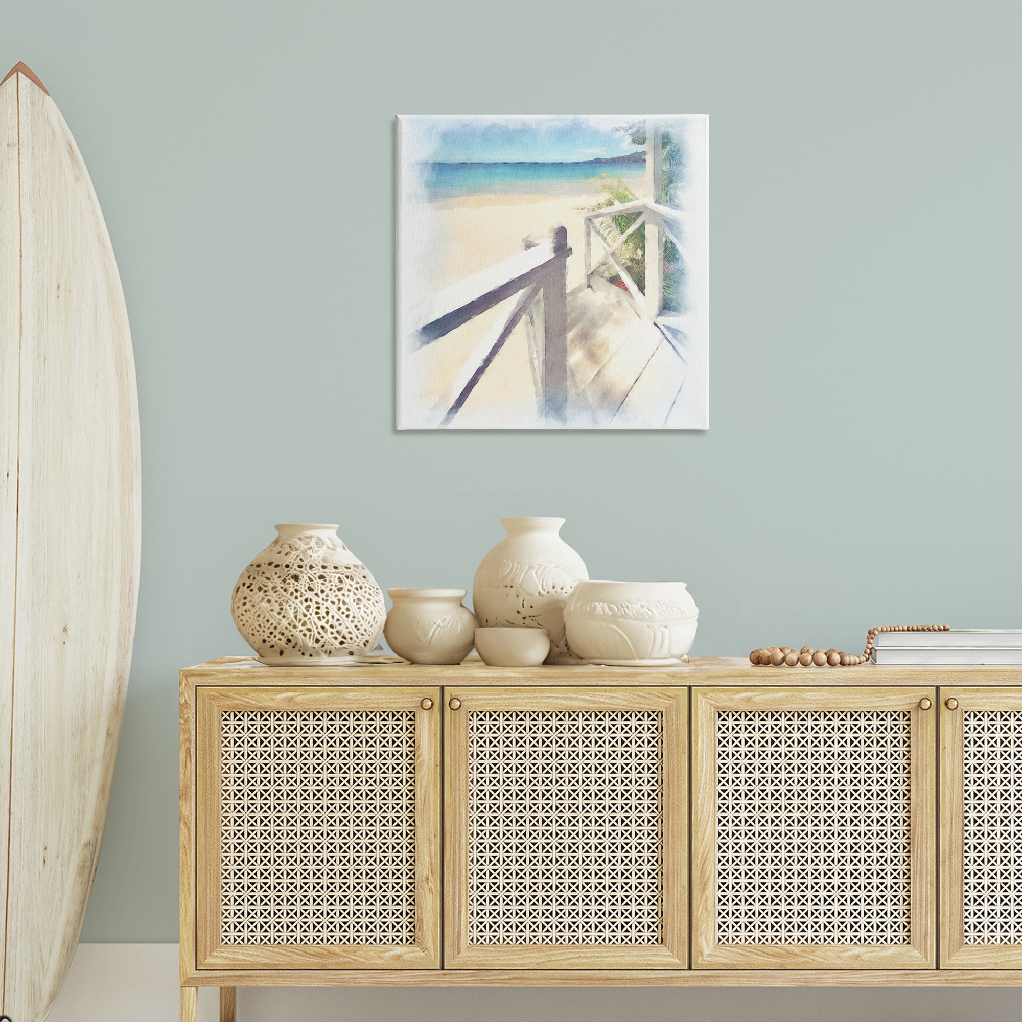Stupell Industries Faded Beach Steps Landscape & Nature Painting Wrapped Canvas Art Print Wall Art, 30 x 30