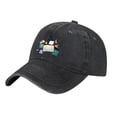 thumbnail image 2 of Vintage Cotton Washed Distressed Baseball Cap - Dark Gray with Desk Illustration Perfect Golf Dad Hat for Men & Women, 2 of 6