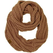 CC Winter Soft Matching Unisex Chunky Knit Cowl Loop Infinity Scarf (Ribbed Solid Taupe)