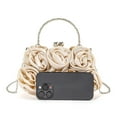 thumbnail image 4 of Sophisticated Rose Satins Evening Handbag for Prom and Dinners Elegant Metal Chain Strap Crossbody Bag Clutches Purse, 4 of 10